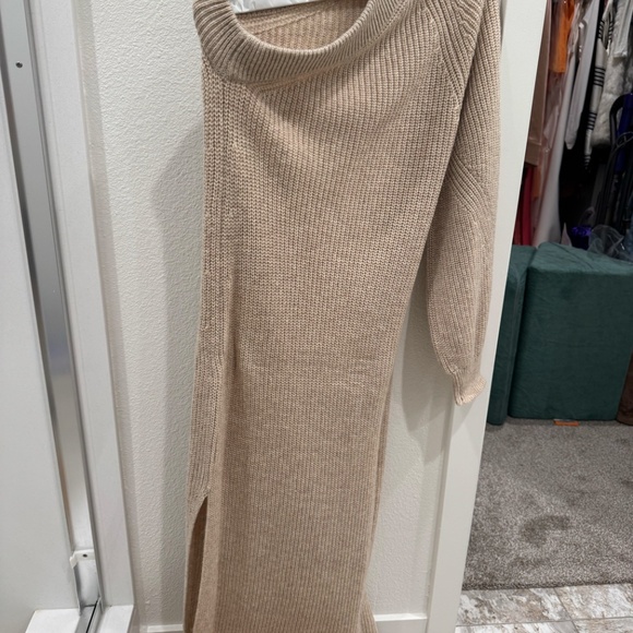 Feride One Shoulder Midi Dress in Oatmeal - Picture 5 of 6